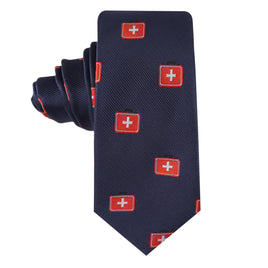 Men’s skinny tie with medical cross design – healthcare-themed necktie for doctors and nurses