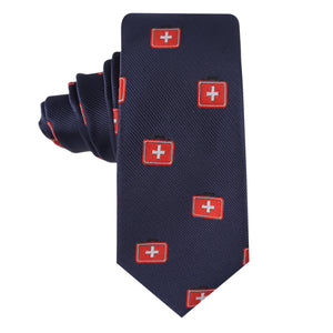 Men’s skinny tie with medical cross design – healthcare-themed necktie for doctors and nurses