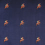 The Melbourne Race Horse Pocket Square features navy blue fabric with embroidered orange horses and yellow-saddled riders in a neat grid—a standout accessory for race day at the Melbourne Cup.