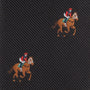 mens horse racing skinny necktie with black thoroughbred design perfect for derby events and equestrian fashion