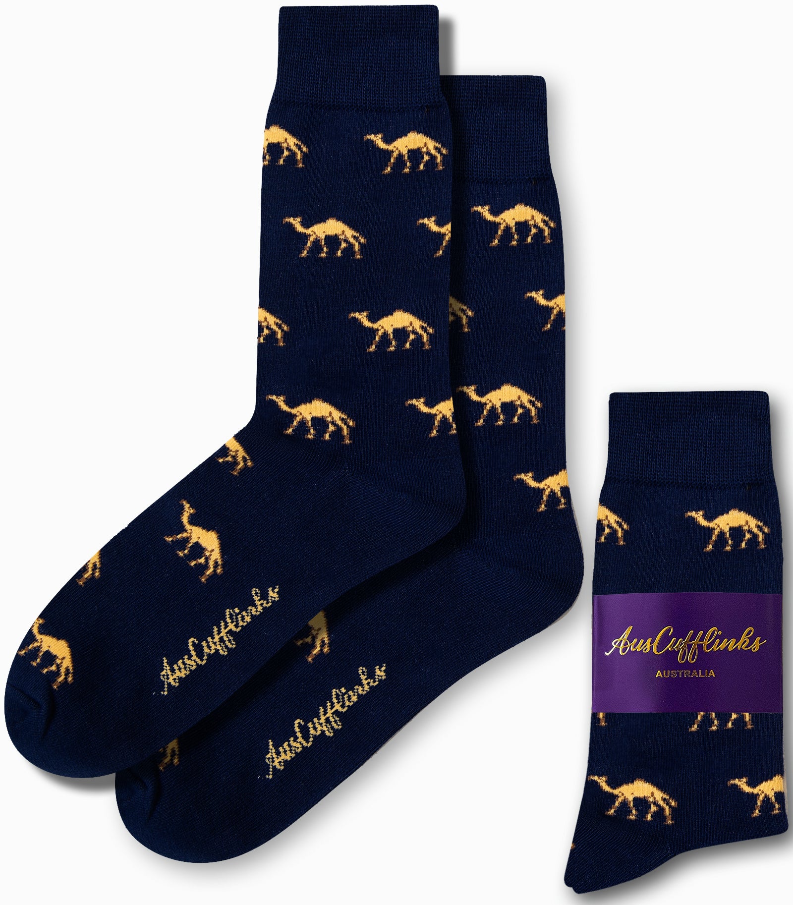 Men’s novelty camel print socks for casual and fun wear