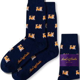 Fun men’s socks with corgi dog design for everyday and casual outfits