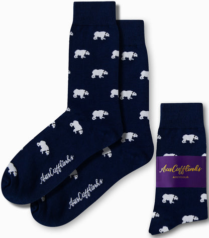 Giftable polar bear socks for men, ideal for birthdays or holidays