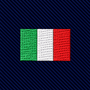 A Mexican Italian Flag Skinny Tie featuring an embroidered Italian flag on a dark blue ribbed heritage skinny tie.