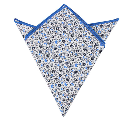 Midnight backdrop with Black Light Blue Floral Cotton Skinny Tie & Pocket Square Set.