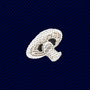 Embroidered mushroom icon on a dark blue, diagonal ribbed Mushrooms Skinny Tie.