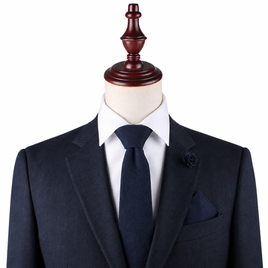 Dark Forest Navy Cotton Skinny Tie & Pocket Square Set