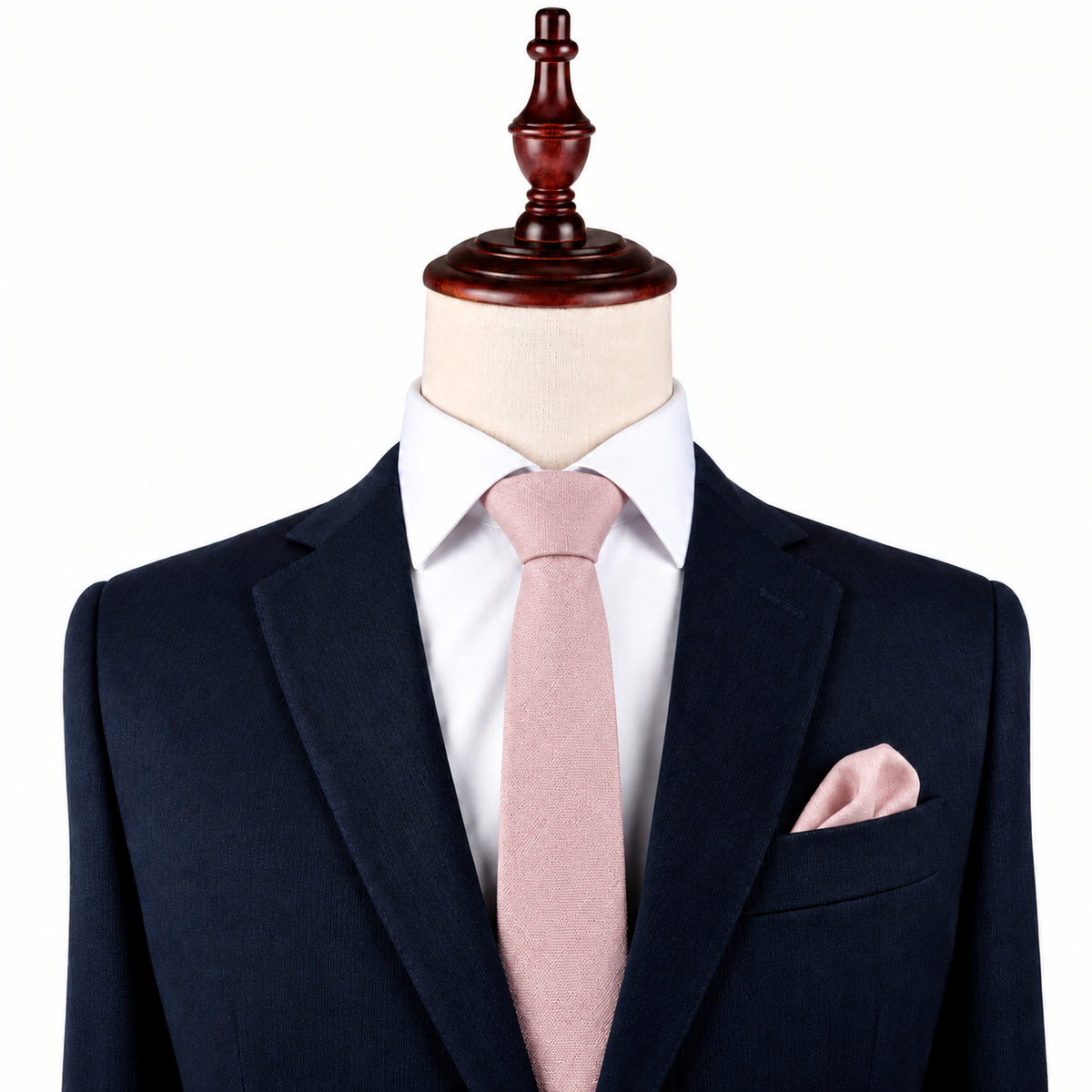 Baby Pink Skinny Necktie and Pocket Square Set