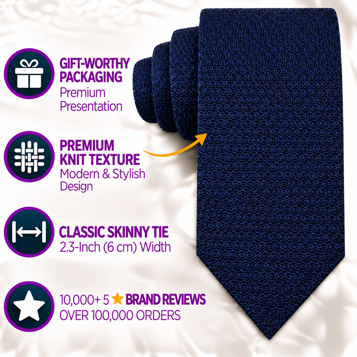 Navy Knitted Skinny Tie