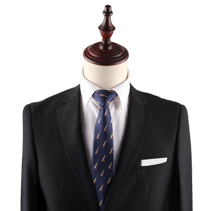 novelty cricket sports skinny necktie featuring cricket bat and ball pattern for fans collectors and sporting events