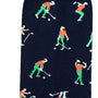 The Angry Golfer Socks offer unparalleled comfort with a pattern of golfers in various poses on a navy blue background, adding sporty flair to your wardrobe.
