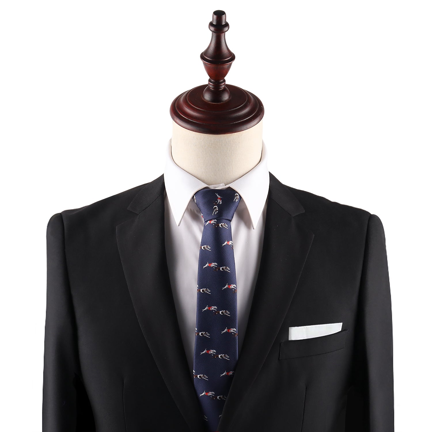 novelty greyhound racing skinny tie featuring detailed racing dog design for fans collectors and special occasions