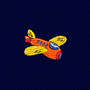 Orange Aircraft Skinny Tie featuring an embroidered orange airplane with yellow wings on a dark blue ribbed fabric.