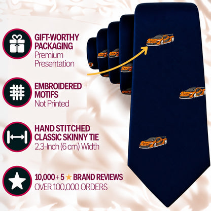 Orange Race Car Skinny Tie