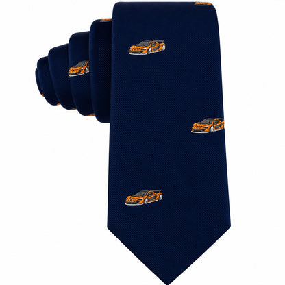 Orange Race Car Skinny Tie