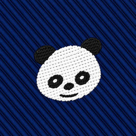A blue, diagonally ribbed Panda Skinny Tie featuring an embroidered panda head print.