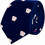 Poker Cards Skinny Tie in dark blue with a repeating print of pairs of aces.