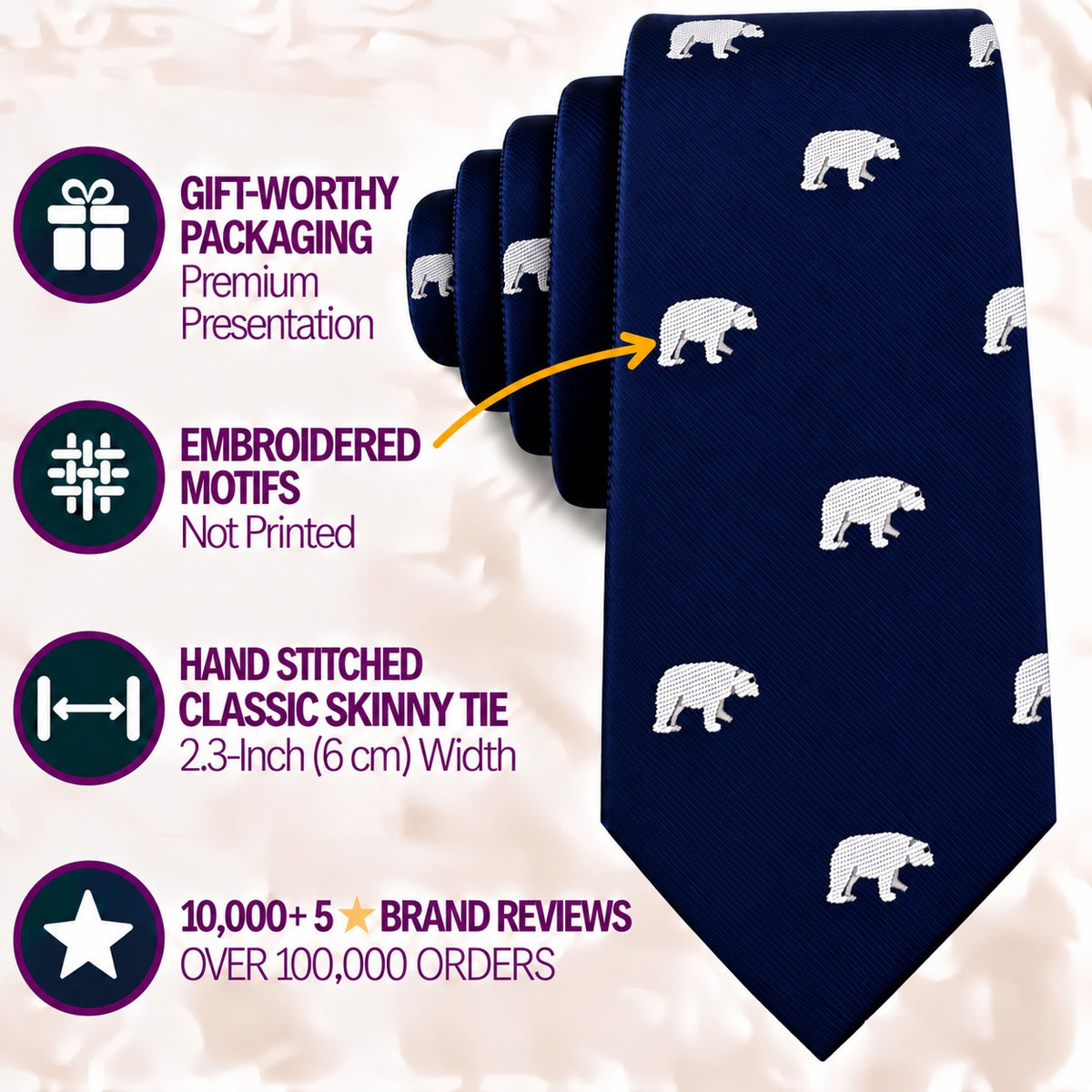 Polar Bear Skinny Tie