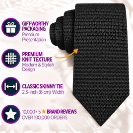 Black Knitted Skinny Tie