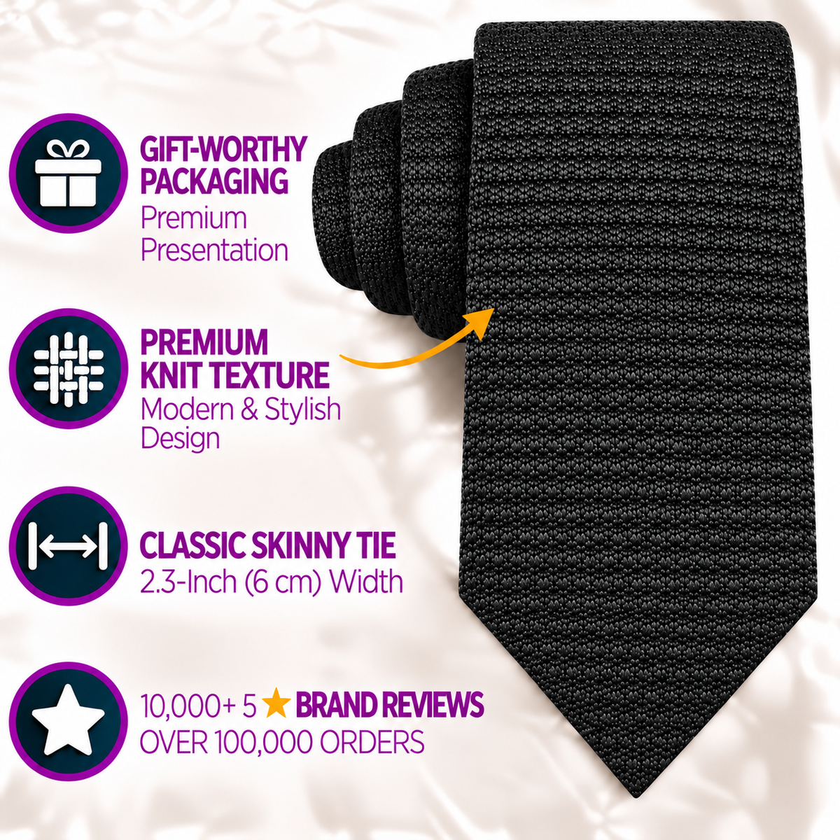 Black Knitted Skinny Tie