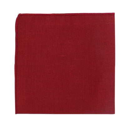 The Red Cotton Business Tie & Pocket Square Set includes a tie and a red pocket square that radiates passion, neatly folded with a visible texture.