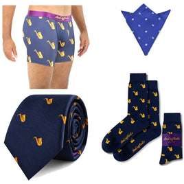 Saxophone Bundle - Saxophone tie, Saxophone socks, Saxophone underwear and free pocket square