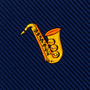 Featuring an embroidered yellow saxophone on a dark blue, diagonally ribbed fabric background, the Saxophone Skinny Tie is the perfect jazz accessory and an ideal gift for musicians.