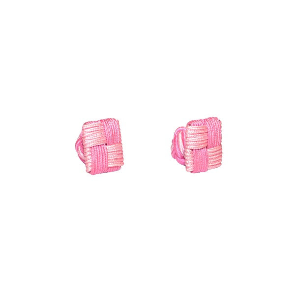 The Shades of Pink Square Cufflinks, featuring a sophisticated woven pattern, are displayed against a white background.