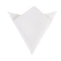 The Silk White Pocket Square, elegantly folded into a triangle with one flap gracefully draped down at the top, is showcased against a plain white background.