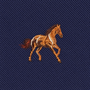 Featuring an embroidered brown and white horse trotting on a dark blue, diagonal-striped fabric background, the Stallion Horse Skinny Tie is perfect for adding a sophisticated touch to your wardrobe.