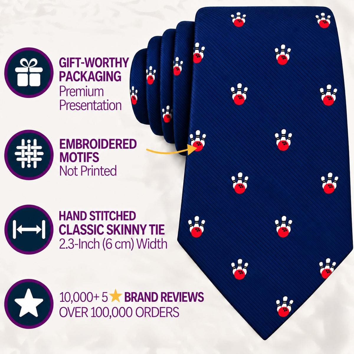 Ten Pin Bowling Skinny Tie