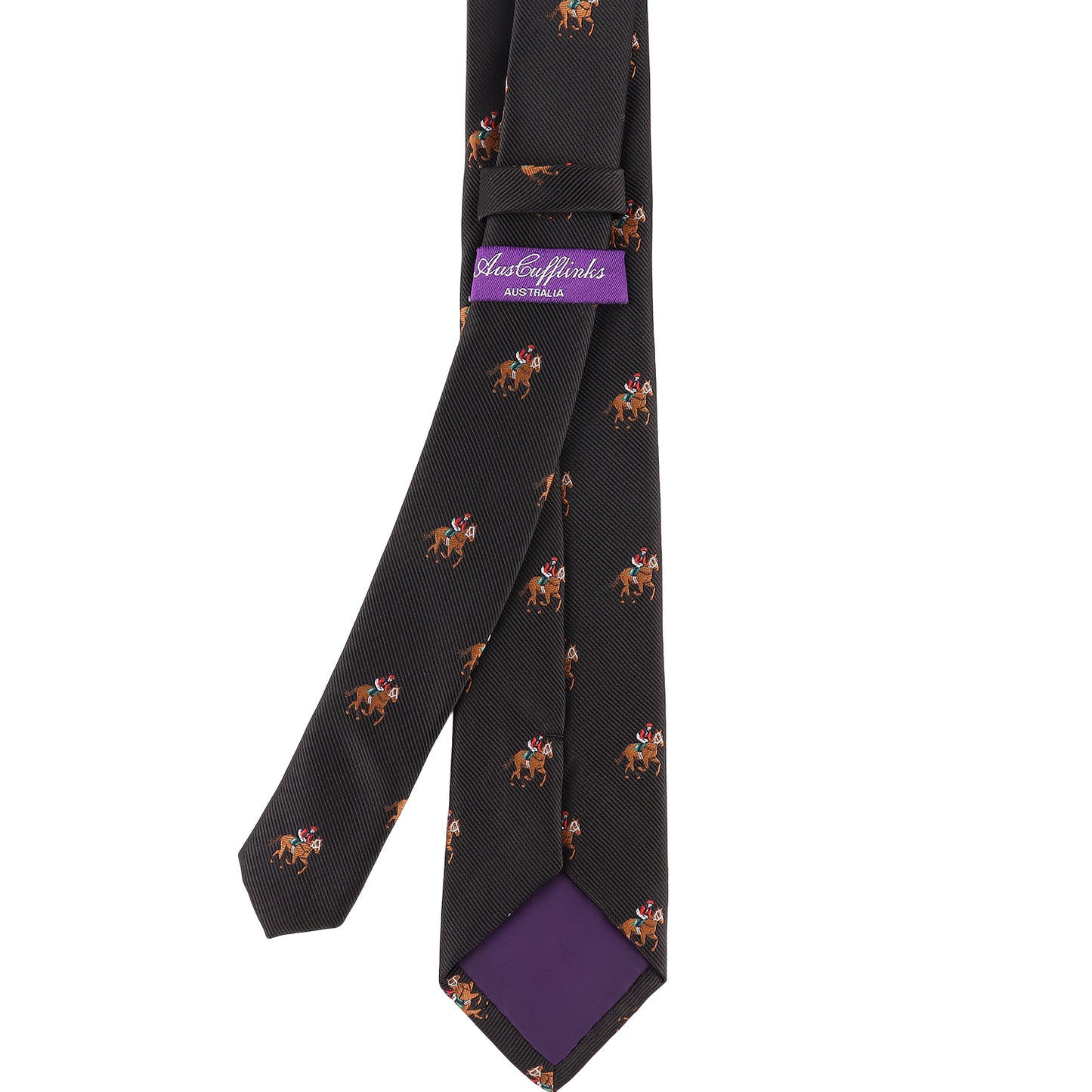 thoroughbred horse racing formal skinny tie designed for men who love equestrian sports and stylish accessories back part