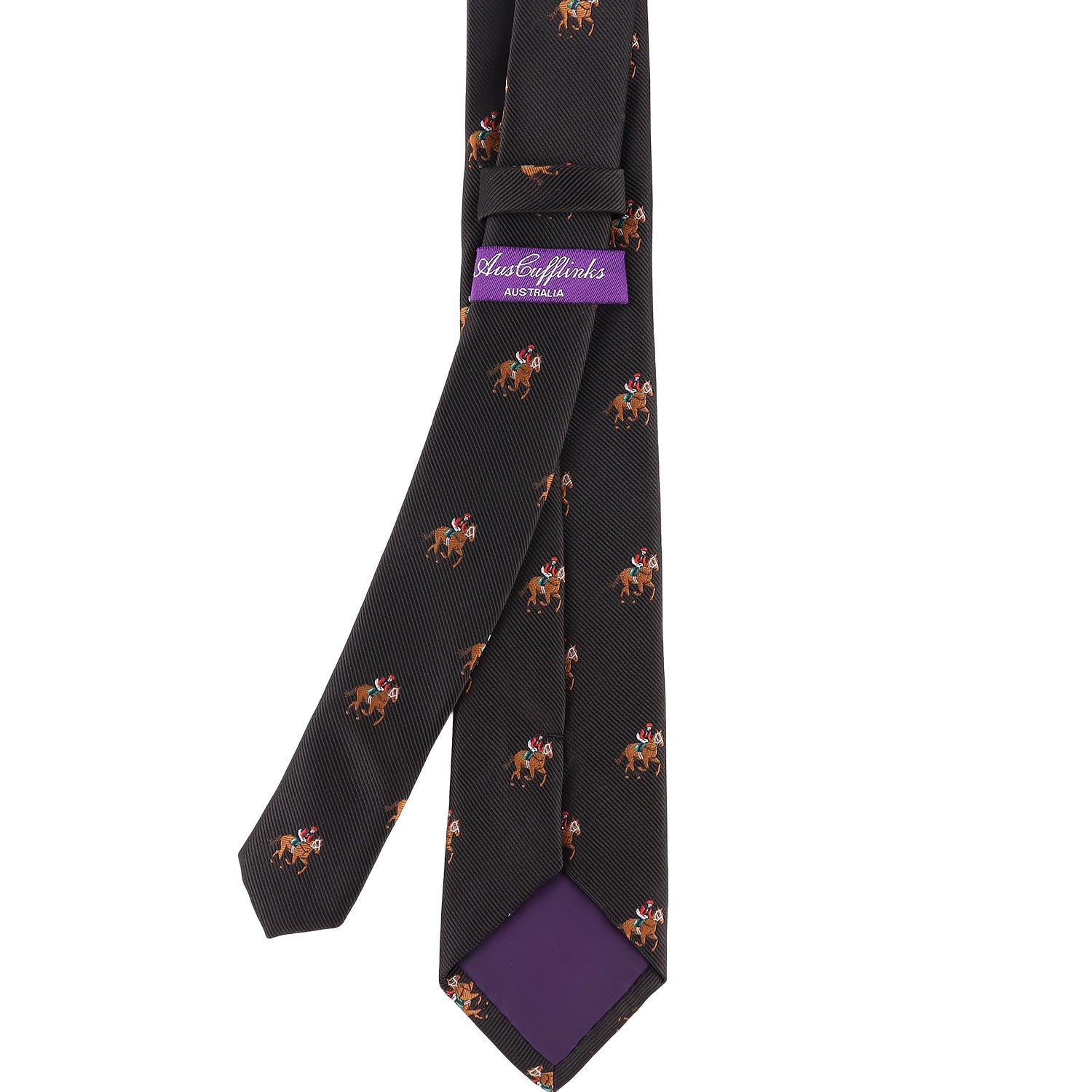 thoroughbred horse racing formal skinny tie designed for men who love equestrian sports and stylish accessories back part