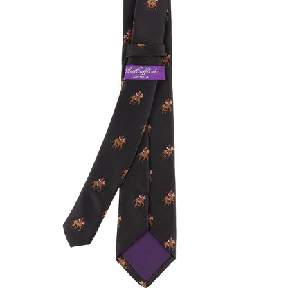thoroughbred horse racing formal skinny tie designed for men who love equestrian sports and stylish accessories back part