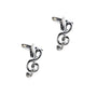 A pair of the Treble Clef Music Cufflinks, crafted in a stylish silver design, set elegantly against a white background.