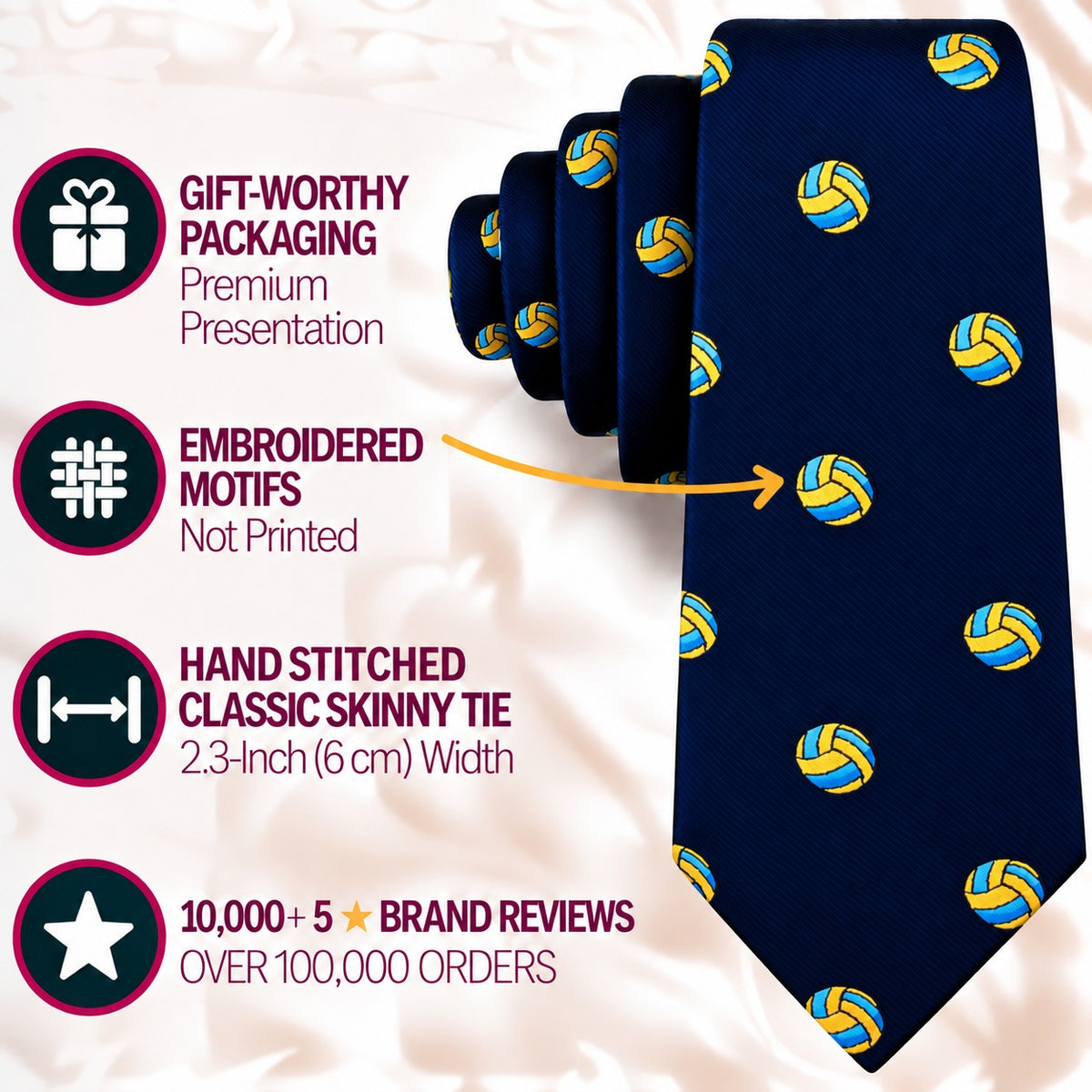 Volleyball Skinny Tie