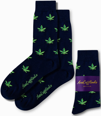 Men’s novelty weed print socks featuring cannabis leaf design for casual and fun wear
