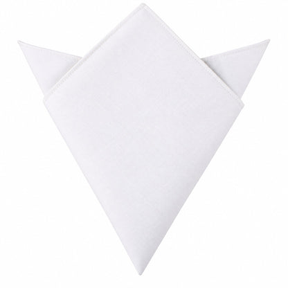 Classic White Cotton Skinny Tie & Pocket Square Set