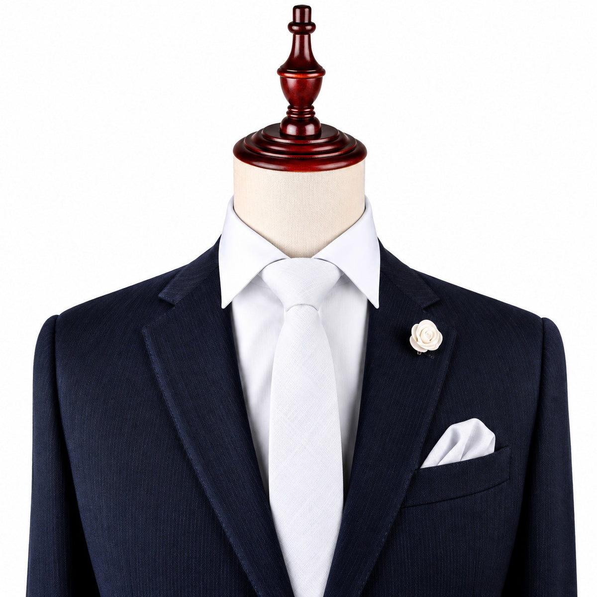 Classic White Cotton Skinny Tie & Pocket Square Set