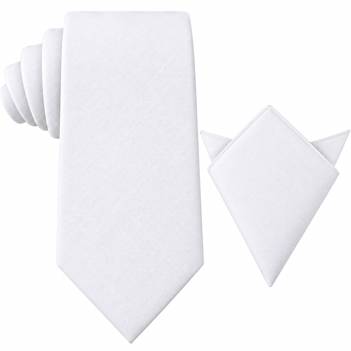 Classic White Cotton Skinny Tie & Pocket Square Set