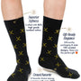 Person wearing Yellow and Navy Ice Hockey Cross Socks—soft, moisture-wicking comfort keeps feet fresh all day. Popular with customers and comes in gift-ready packaging.