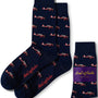 Classic red aircraft print socks in navy blue base by AusCufflinks