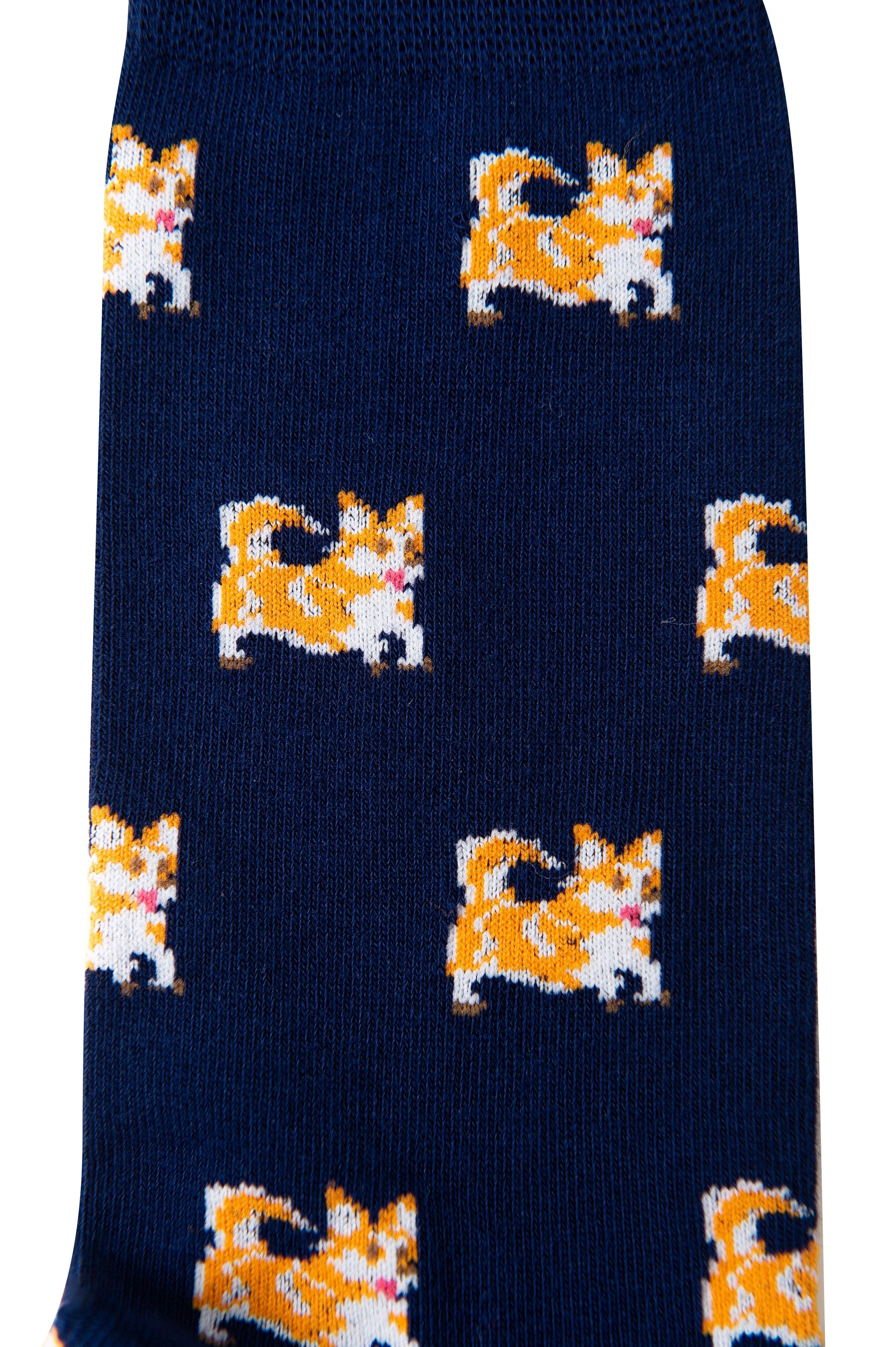 Corgi dog print socks in navy blue base featuring adorable corgi design by AusCufflinks