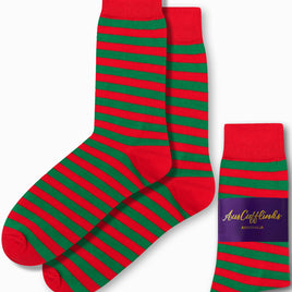 Festive elf socks in green and red, perfect for Christmas celebrations by AusCufflinks