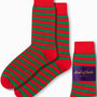 Festive elf socks in green and red, perfect for Christmas celebrations by AusCufflinks