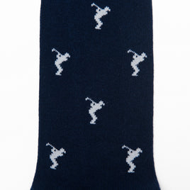 Golf Swing Socks in dark blue, adorned with white kangaroo patterns scattered across the fabric, add a sporty flair to your ensemble.