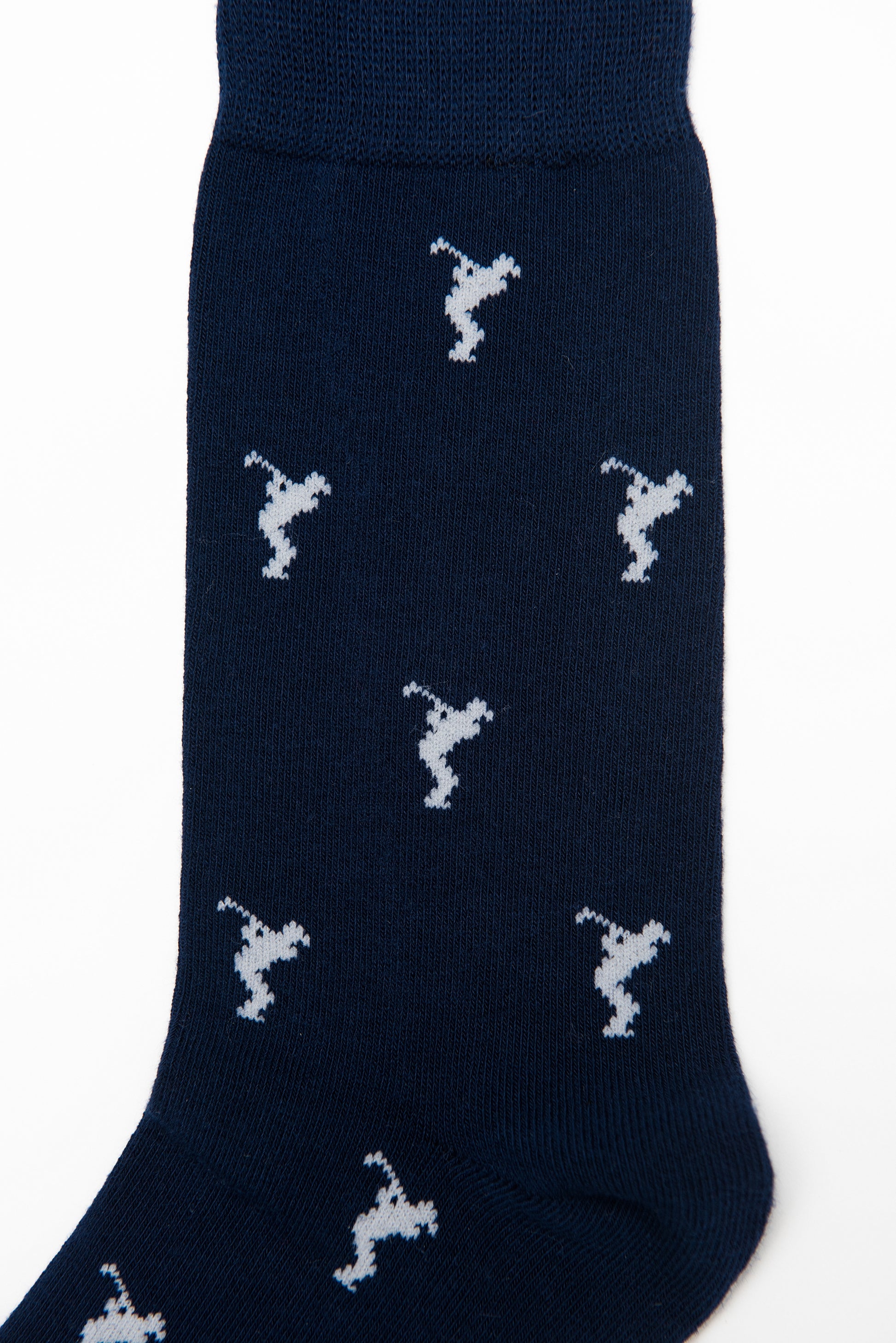 Golf Swing Socks in dark blue, adorned with white kangaroo patterns scattered across the fabric, add a sporty flair to your ensemble.