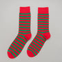Fun Christmas-themed elf socks for men featuring a green and red festive design