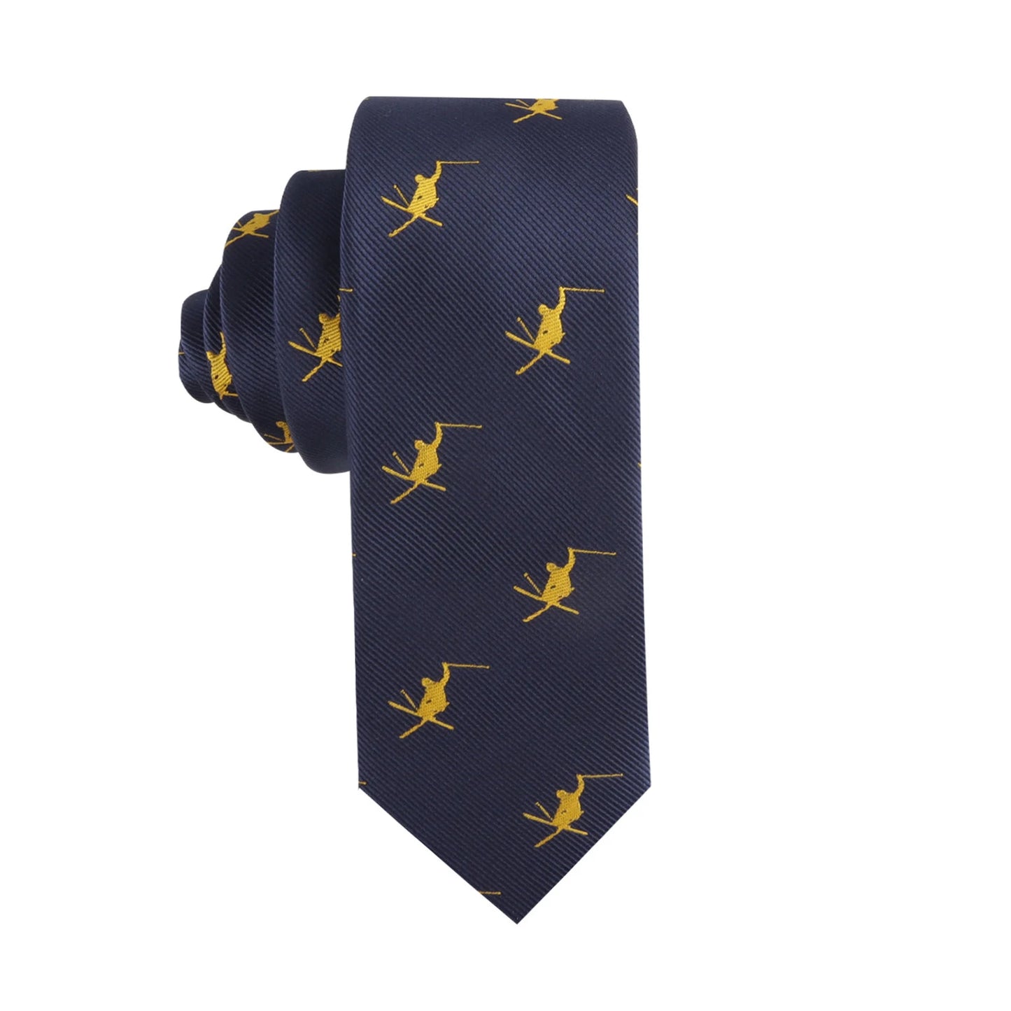 A Ski Tie featuring yellow polo player patterns.