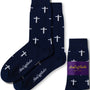 Jesus the Redeemer print socks in navy blue base with white design by AusCufflinks